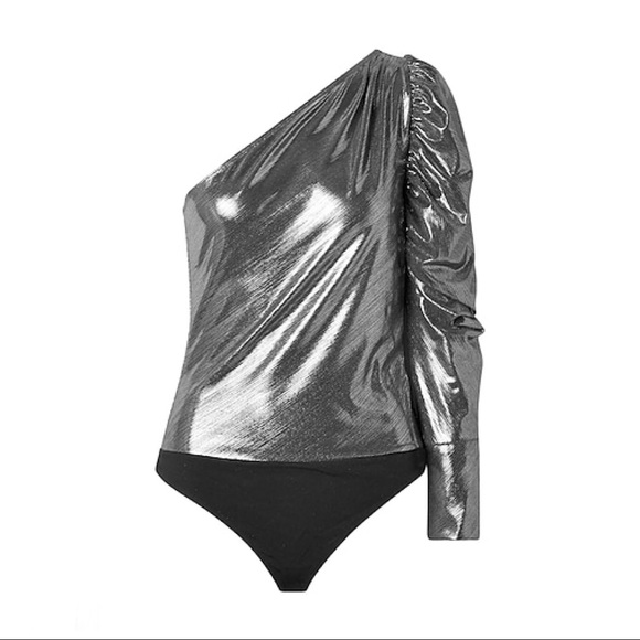 NEW ALIX NYC REVOLVE SILVER METALLIC ONE-SHOULDER BODYSUIT - Picture 8 of 10
